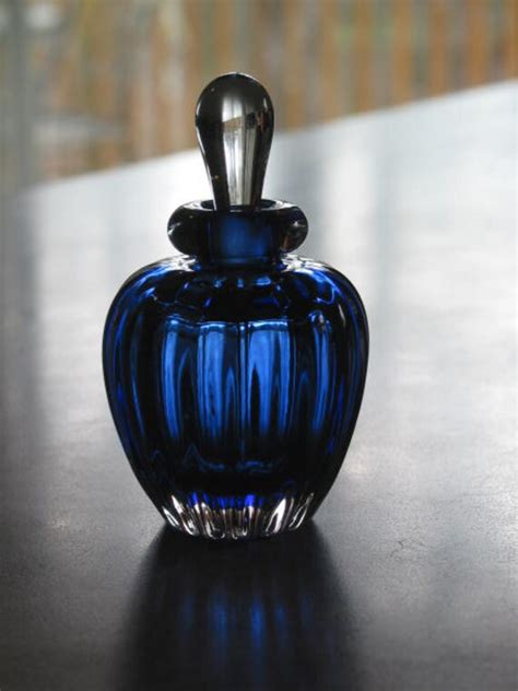 Signed Hand Blown Cobalt Blue Perfume Bottle With Raindrop