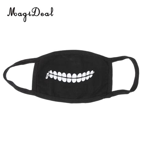 Unisex Cotton Anti Dust Mask Black Fashion Cool Anime Teeth Mouth Mask In Party Masks From