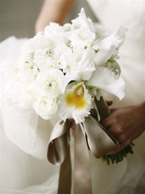 Cattleya Orchid Bouquet Citrus Wedding White Bridal Bouquet Bridal