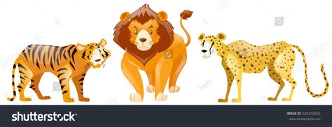 Tigers Lion On White Background Illustration Stock Vector Royalty Free 525419254 Shutterstock