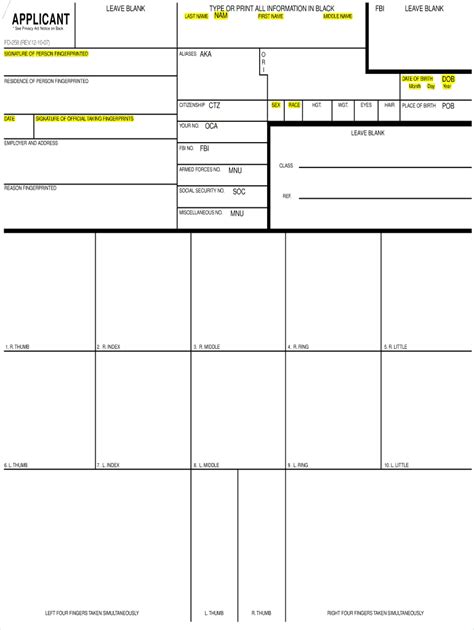 Printable Fingerprint Card Tutoreorg Master Of Documents