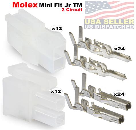 Molex 2 Pin Connector Lot 12 Matched Sets W18 24 Awg W Pins Mini