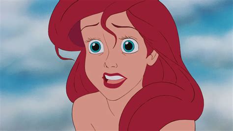 Ariel In The First Movie With Her Colors In The Third Movie With Red Lips Disney Princess