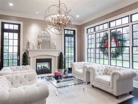Elegant Luxury Living Room Decor With Armchairs Fireplace