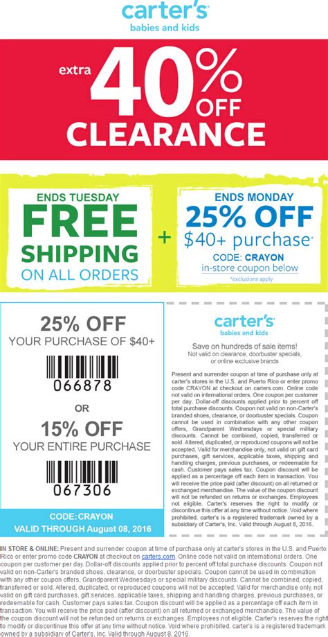 15 25 Off Everything 40 Off Clearance At Carters Or Online Via