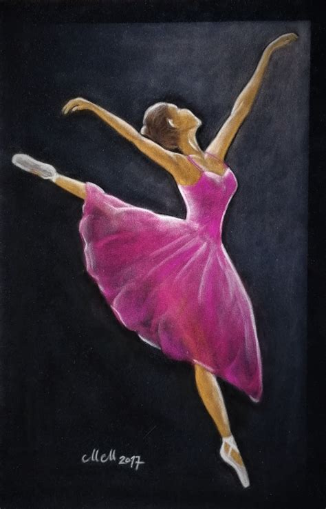 Ballerina Original Pastel Painting On Velour Painting By