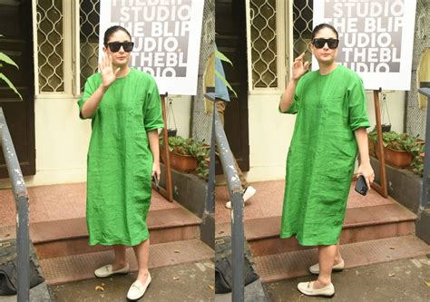 Kareena Kapoor Khan Steps Out In A Green Dress Netizens Ask Hospital Ka Dress Kyun Pehna Hai