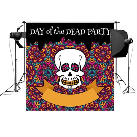 Day Of Dead Party Backdrop Mexican Fiesta Festival Decoration Skeleton