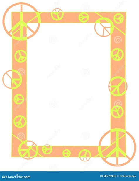 Colorful Frame With Symbol Of Peace Isolated Stock Illustration