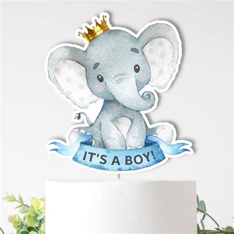 Printable Elephant Centerpieces Its A Boy Elephant Cake Topper