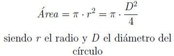 Here the greek letter π represents the constant ratio of the circumference of any circle to its diameter, approximately equal to 3.1416. Área del círculo