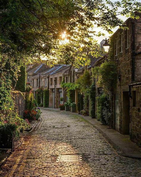 Cobblestone Streets And Village Edinburgh Scotland Reurope