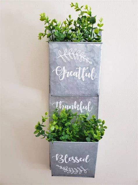 Farmhouse Galvanized Metal Wall Planter With Boxwood Greenery Etsy