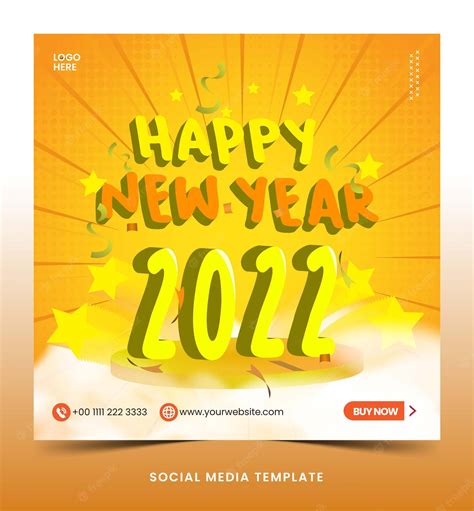 Premium Vector Happy New Year 2022 Instagram Post Template With Shiny