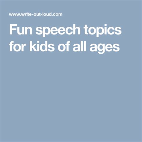 Fun Speech Topics For Kids Of All Ages Speech Topics Speech Topics