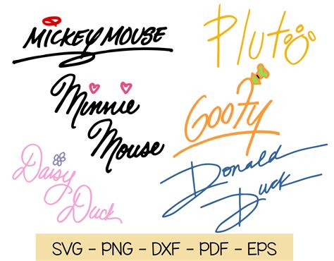 Mickey Mouse And Friends Signatures Autographs SVG PNG DXF Etsy UK