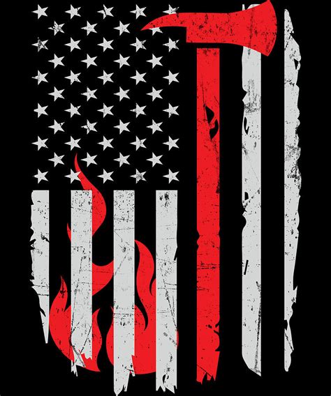 Firefighter Thin Red Line Usa Flag Apparel Digital Art By Michael S