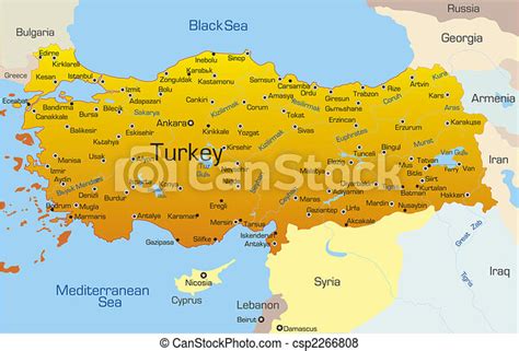 Turkiet ligger i asien och landskoden är tr (koden med tre bokstäver är tur). Turkiet, land. Turkiet, karta, vektor, land. | CanStock