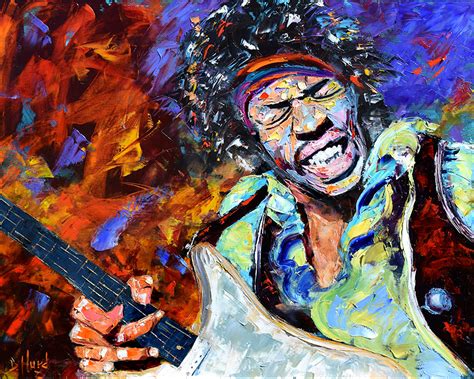 Debra Hurd Original Paintings And Jazz Art Jimi Hendrix Portrait Painting Rock Blues Guitar Art
