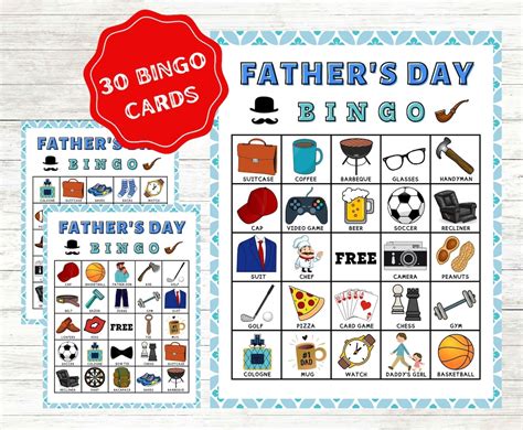 Fathers Day Bingo Cards Dad Bingo Fathers Day Party Game Printable