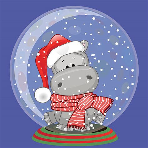 Hippo In A Santa Hat Clip Art Vector Images And Illustrations Istock