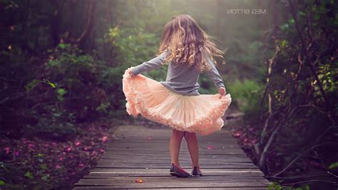 Little Girl Children Planks Forest Blonde Wallpapers