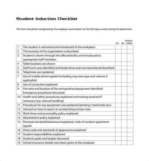Free 13 Sample Induction Checklist Templates In Pdf Ms Word