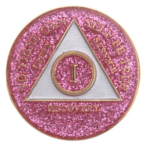 Glitter Pink Aa Recovery Medallion Pink Sobriety Medallion