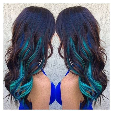 Brown Hair With Blue And Turquoise Streaks Hair Colors