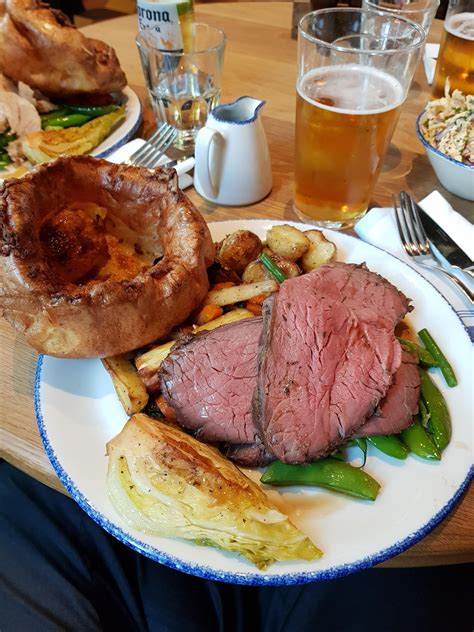 Roast Beef Dinner With Gigantic Yorkshire Pudding Rfoodporn