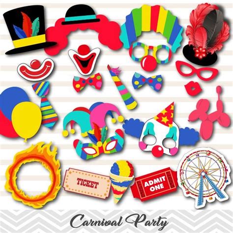 Circus Party Photo Booth Props Printable Carnival Party Photobooth