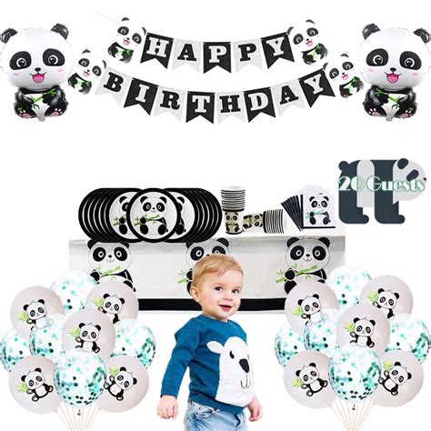 Buy Panda Birthday Party Supplies 20 Serves Panda Plates And Napkins