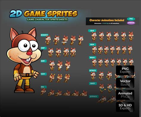 2d is a collection of mechanics, tools, systems, art and other assets to hook up 2d gameplay. Squirrel 2D Game Character Sprites | Game Art Partners