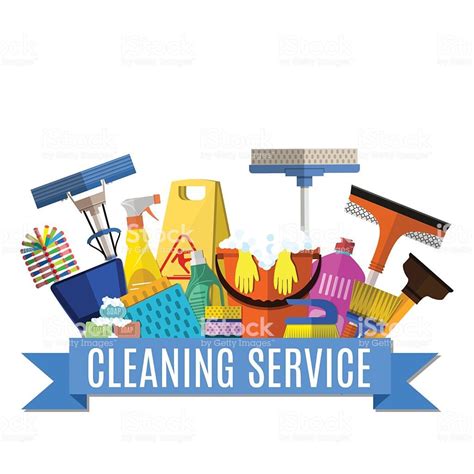 Cleaning Service Flat Illustration Royalty Free Bottle Stock Vector