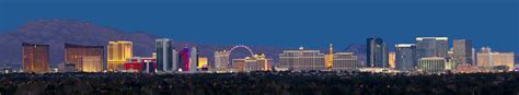 Las Vegas City Skyline At Night Panorama Stock Photo Download Image