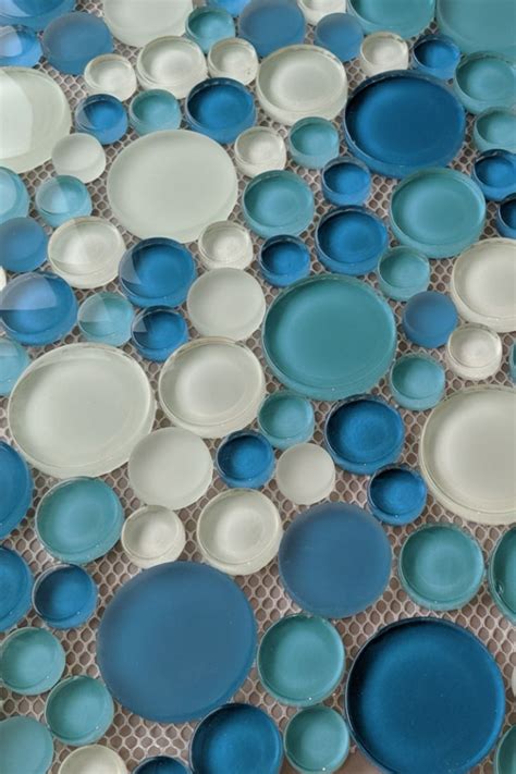 5 Sq Ft Of Coastal Bubbles Blue Green Glass Mosaic Penny Circle Round