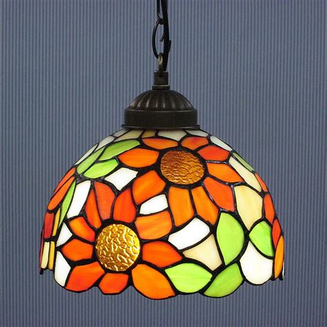 8inch European Style Sun Flower Tiffany Pendant Light Stained Glass