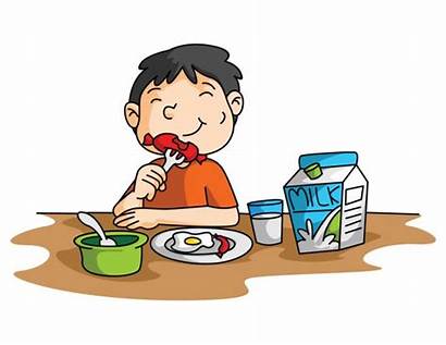 Breakfast Enfant Qui Mange Petit Cartoon Ontbijt