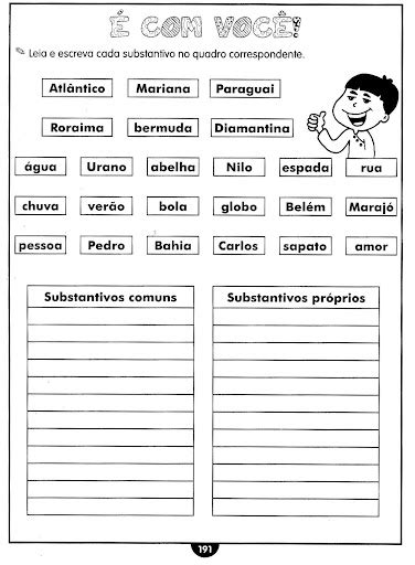 Substantivos Atividades Para Imprimir Iii Português Gramática