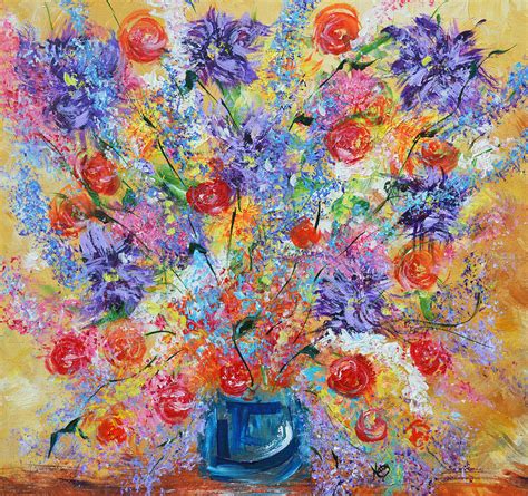 Still Life Flowers Painting Abstract Floral Art Painting By Kathy