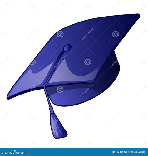 Graduation Cap With A Blue Tassel Isolated On A White Background