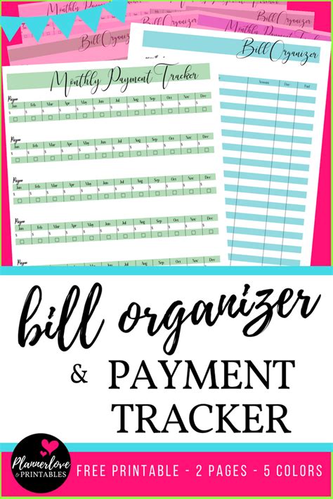 Home Finance Bill Organizer Free Printable Payment Trackers For Your