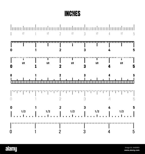 Realistic Black Inch Scale For Measuring Length Or Height Various
