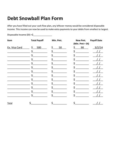 Fillable Debt Snowball Form Printable Forms Free Online