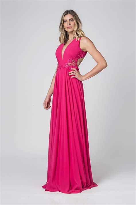 Nikkey Ocasiões Especiais Vestido Longo Marta Pink Alugue Vestidos