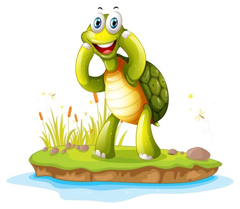A Smiling Turtle In An Island 526863 Vector Art At Vecteezy