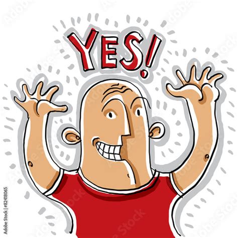 Yes Illustration Of Happy Smiling Person Rising His Hands Up C