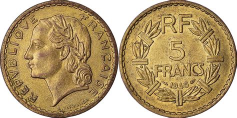 France 5 Francs 1946 Coin Lavrillier Aluminum Bronze Km888a2 Au50