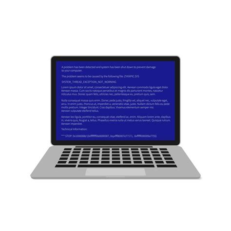 ordinateur portable avec écran bleu de la mort bsod rapport de plantage du système erreur