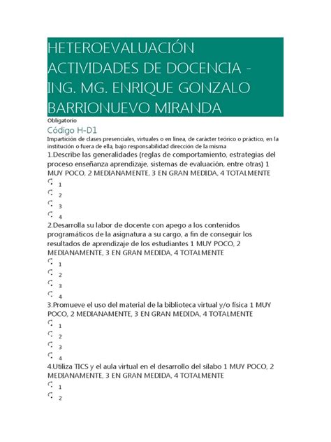 Heteroevaluación Actividades De Docencia Pdf Aprendizaje